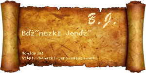 Bánszki Jenő névjegykártya